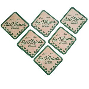 Pat O'Briens New Orleans Shamrock Green Paper Coasters Set‎ of 6 Barware